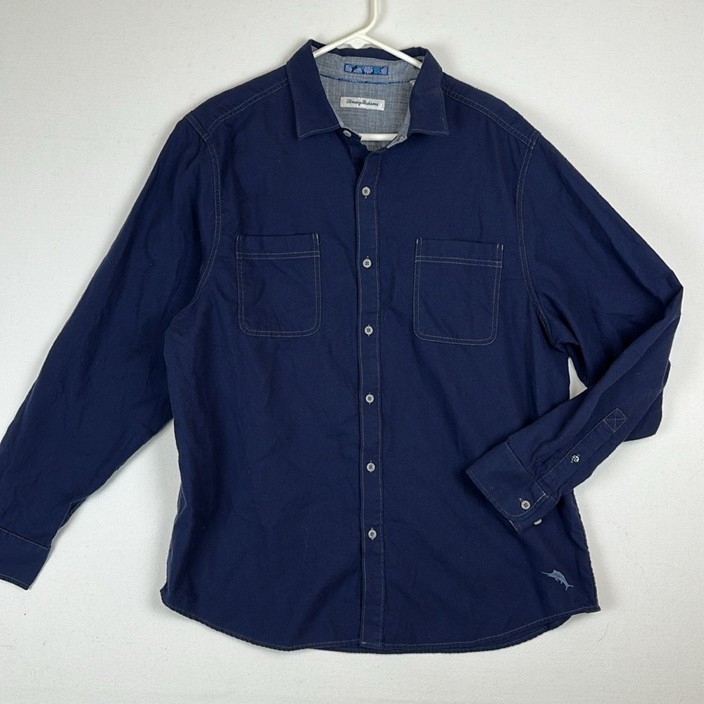 Tommy Bahama Bonfire Beach Flannel Button down Navy Gorpcore‎ Beach